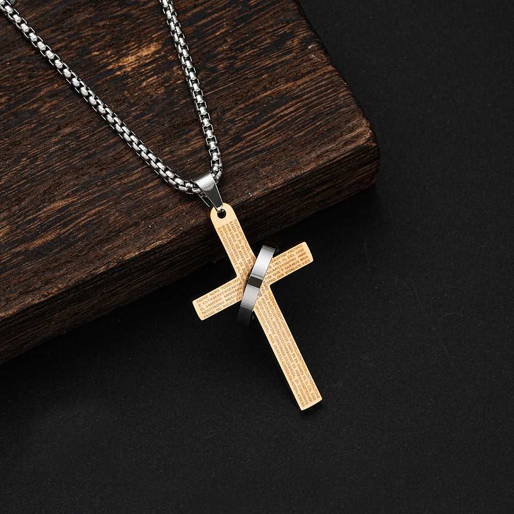Planderful Cross Necklace For Men Titanium Steel Pendant Personalizable Street Hip Hop Style