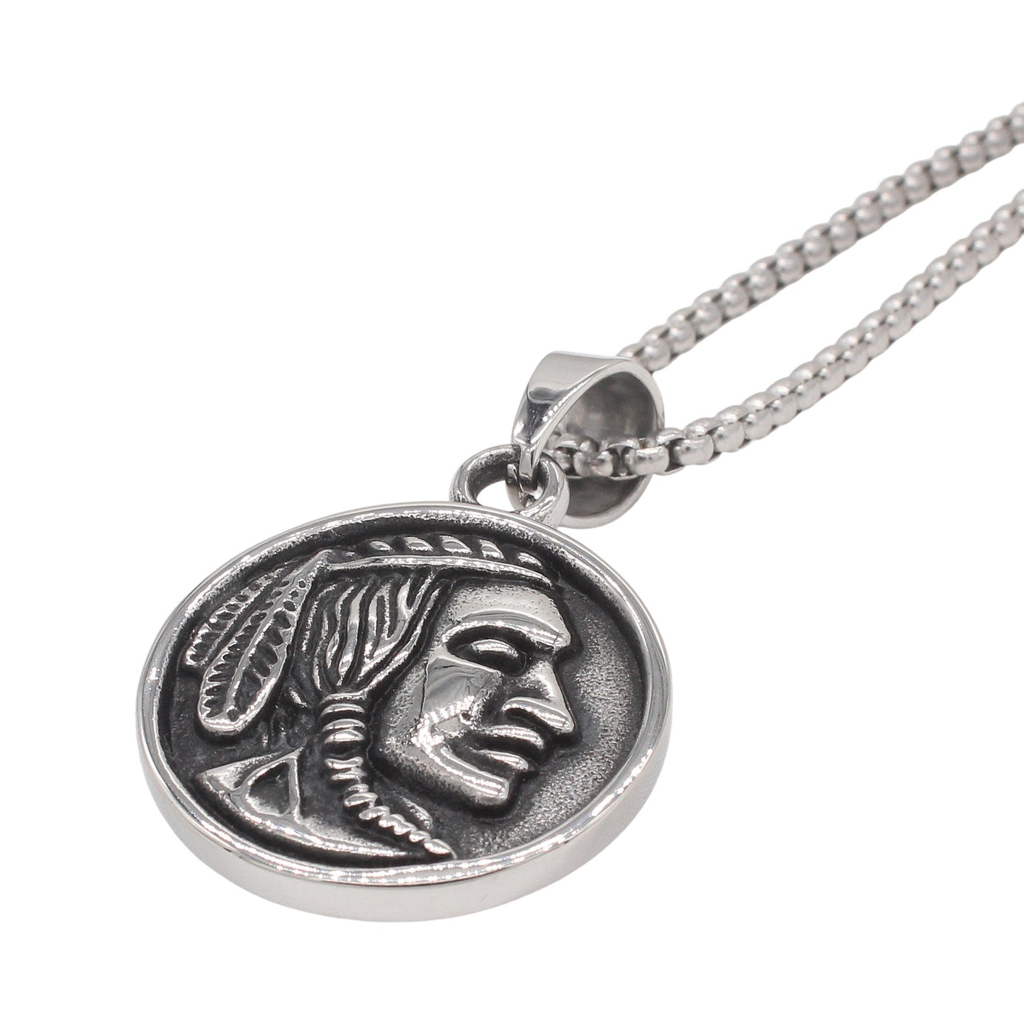 Planderful Jewelry Personalized Titanium Steel Pendant For Men Vintage Indian Inspired Design