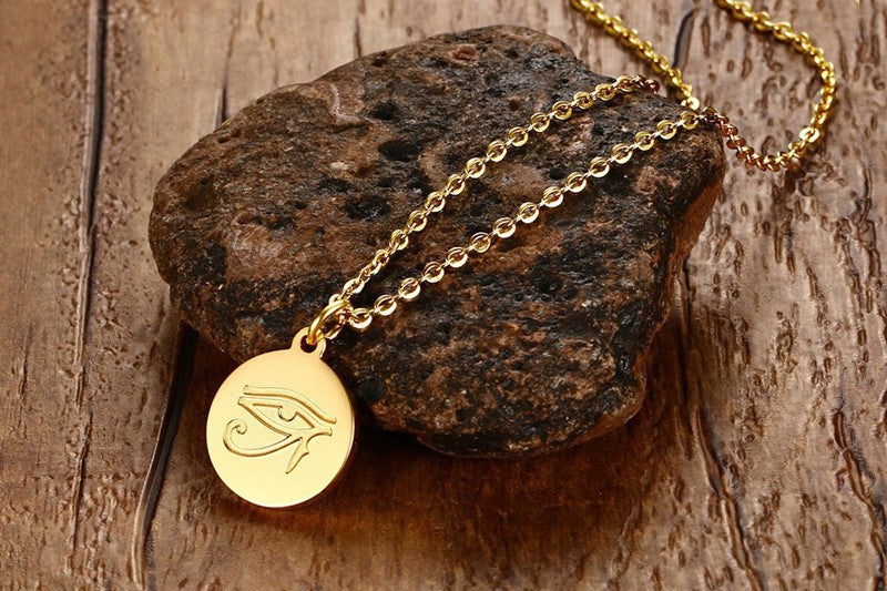 European And American Personalized Jewelry 19MM Stainless Steel Horus Eye Pendant Gold Men's Tag For Men