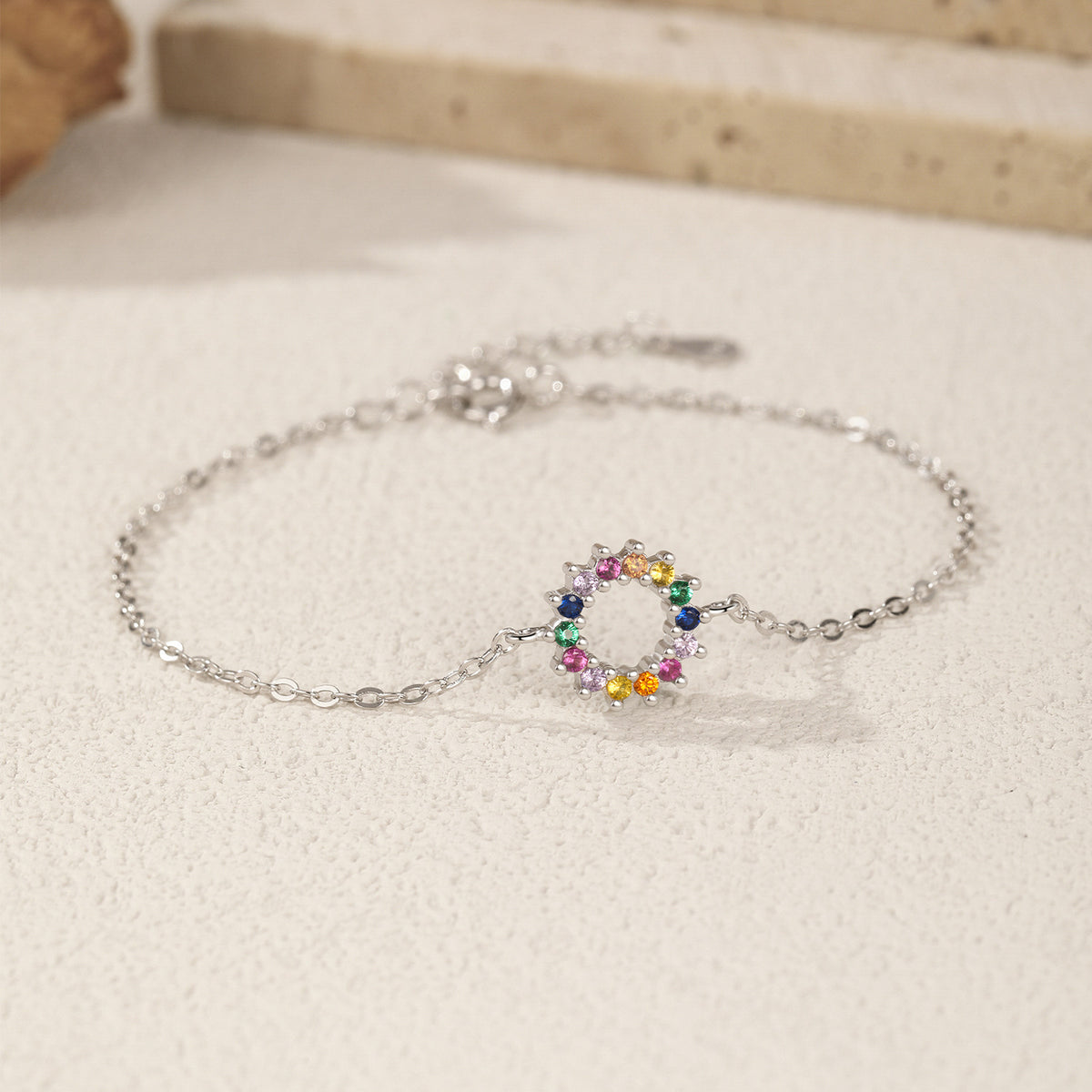 925 Sterling Silver Geometric Zircon Bracelet