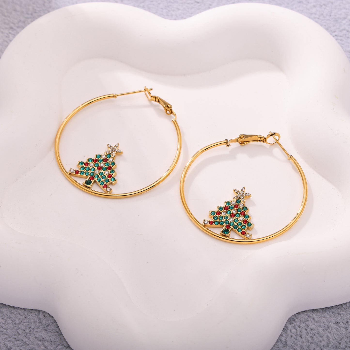 Planderful Christmas Tree Zircon Earrings For Women