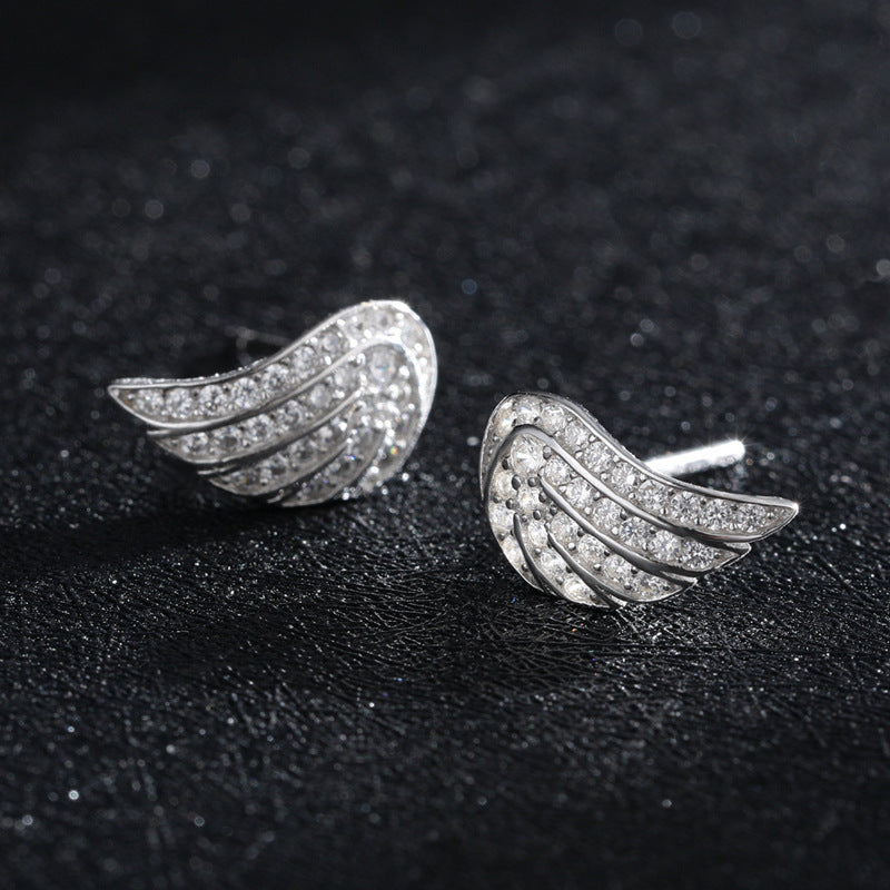Angel Wings Zircon Earrings in Sterling Silver