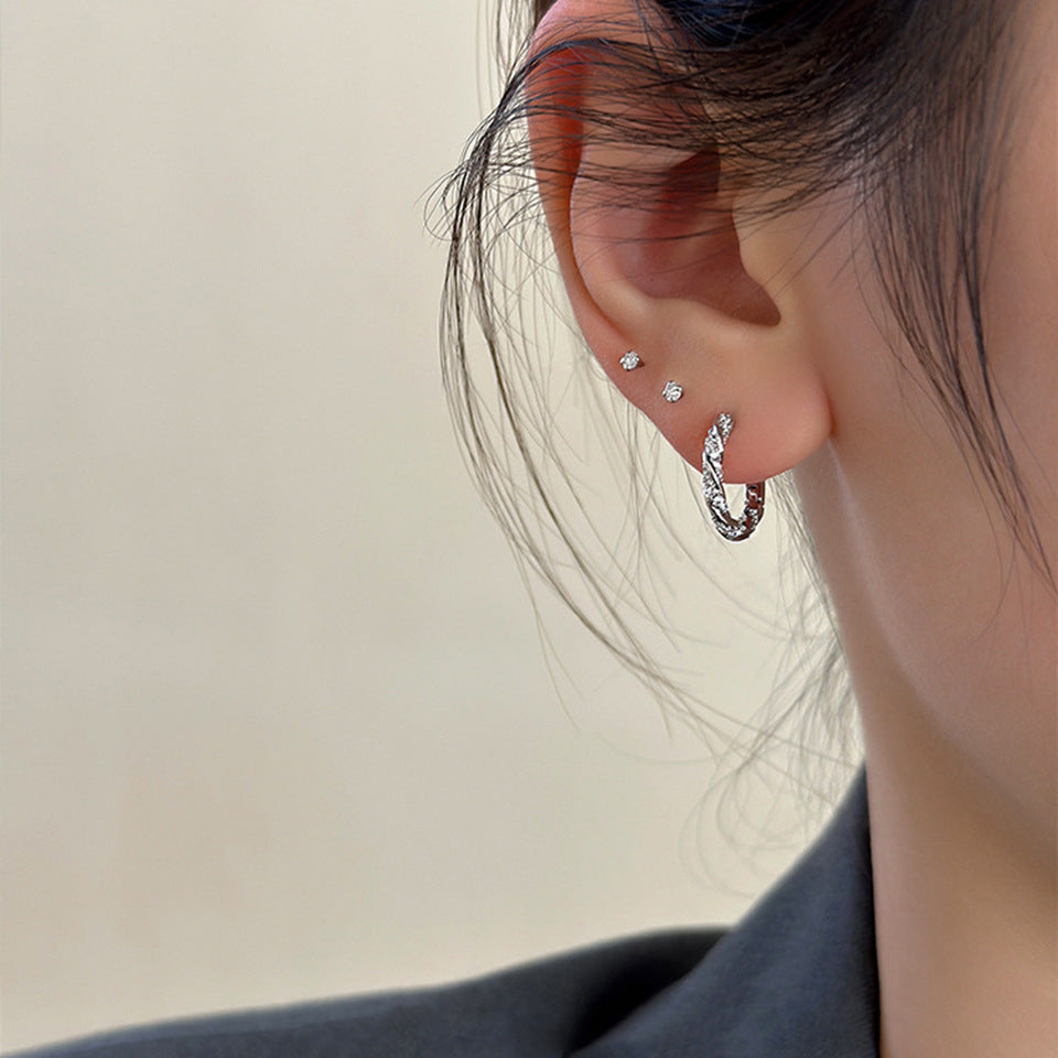 925 Sterling Silver Niche Twist Ear Buckle Mobius Earrings