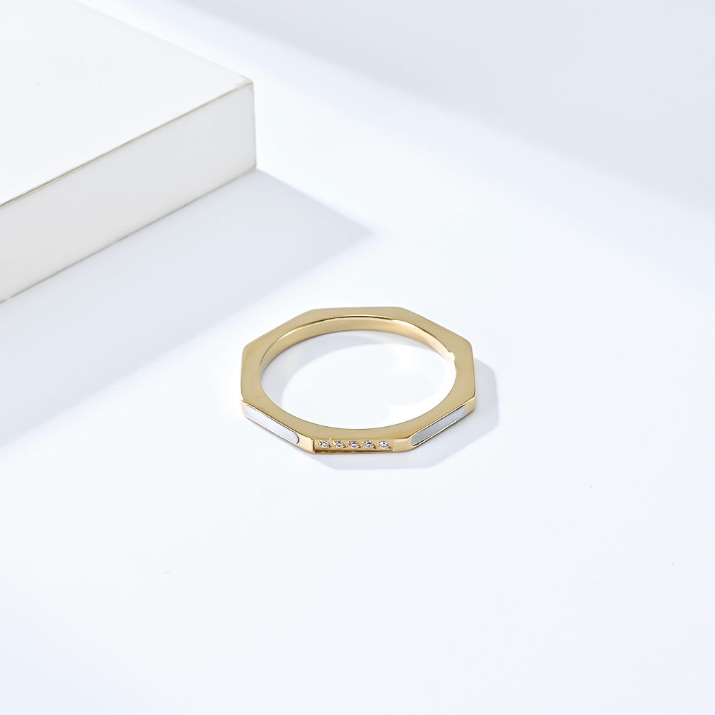 Planderful Zircon Inlaid Steel Ring For Women Everyday Genie Collection Romantic Light Luxury Hand Jewelry