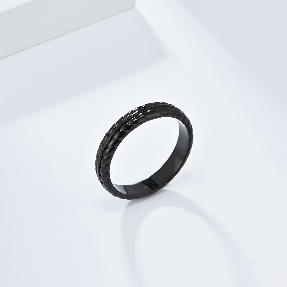 Planderful Titanium Steel Ring Wheat Ear Pattern Light Luxury Versatile Everyday Genie for Men and Women