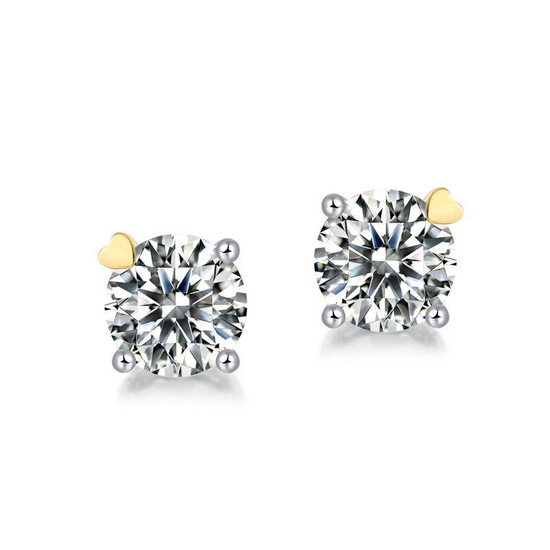 S925 Sterling Silver Moissanite Geometric 7.5 × 7.5 mm Stud Earrings