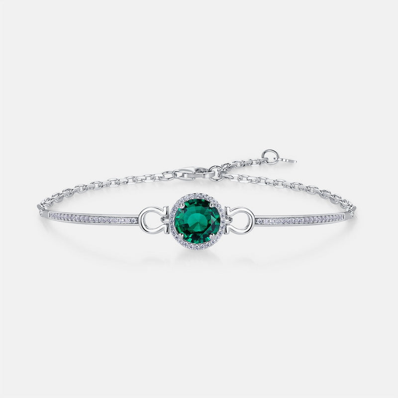 S925 Sterling Silver Gold-Plated Lab-Grown Emerald Signature Bracelet