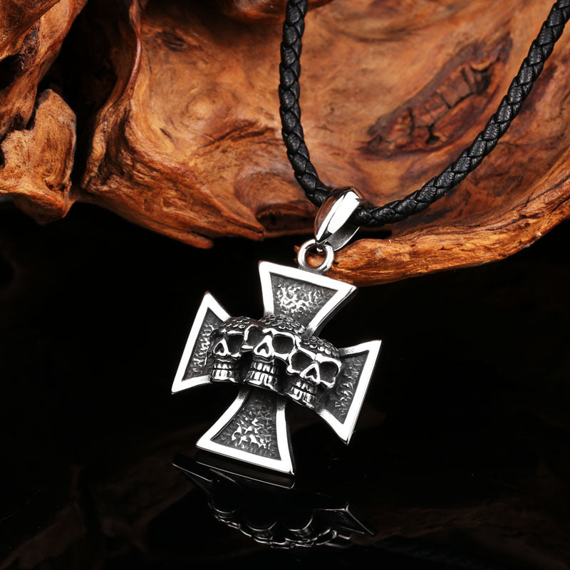 Titanium Steel Skull Pendant for Men - Bold Punk Jewelry Accessory from Europe and the USA