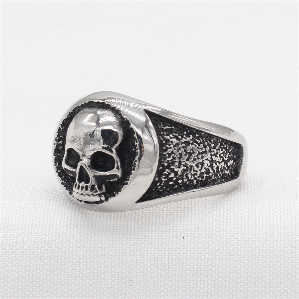 Planderful Jewelry Skull Ring For Men In Titanium Steel With Retro European American Style