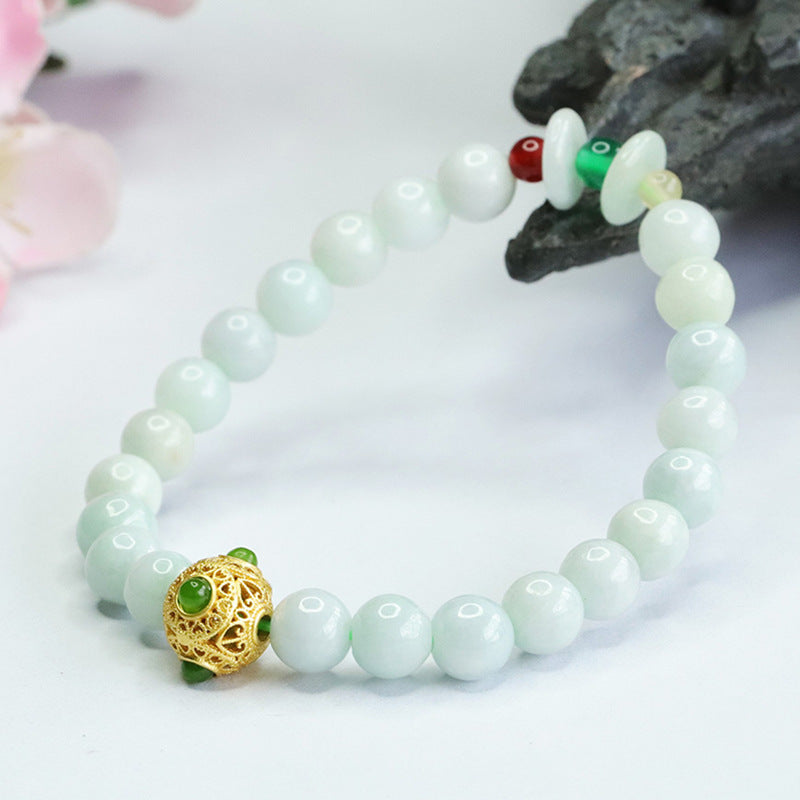 Jadeite Prosperity-Charm Beaded Bracelet