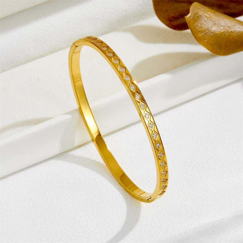 Planderful Jewelry Stainless Steel Zircon Six-Pointed Star Buckle Bracelet For Women