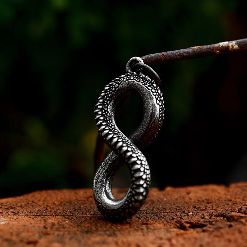 Retro Snake-Shaped Titanium Steel Pendant for Men - European and American Style Jewelry