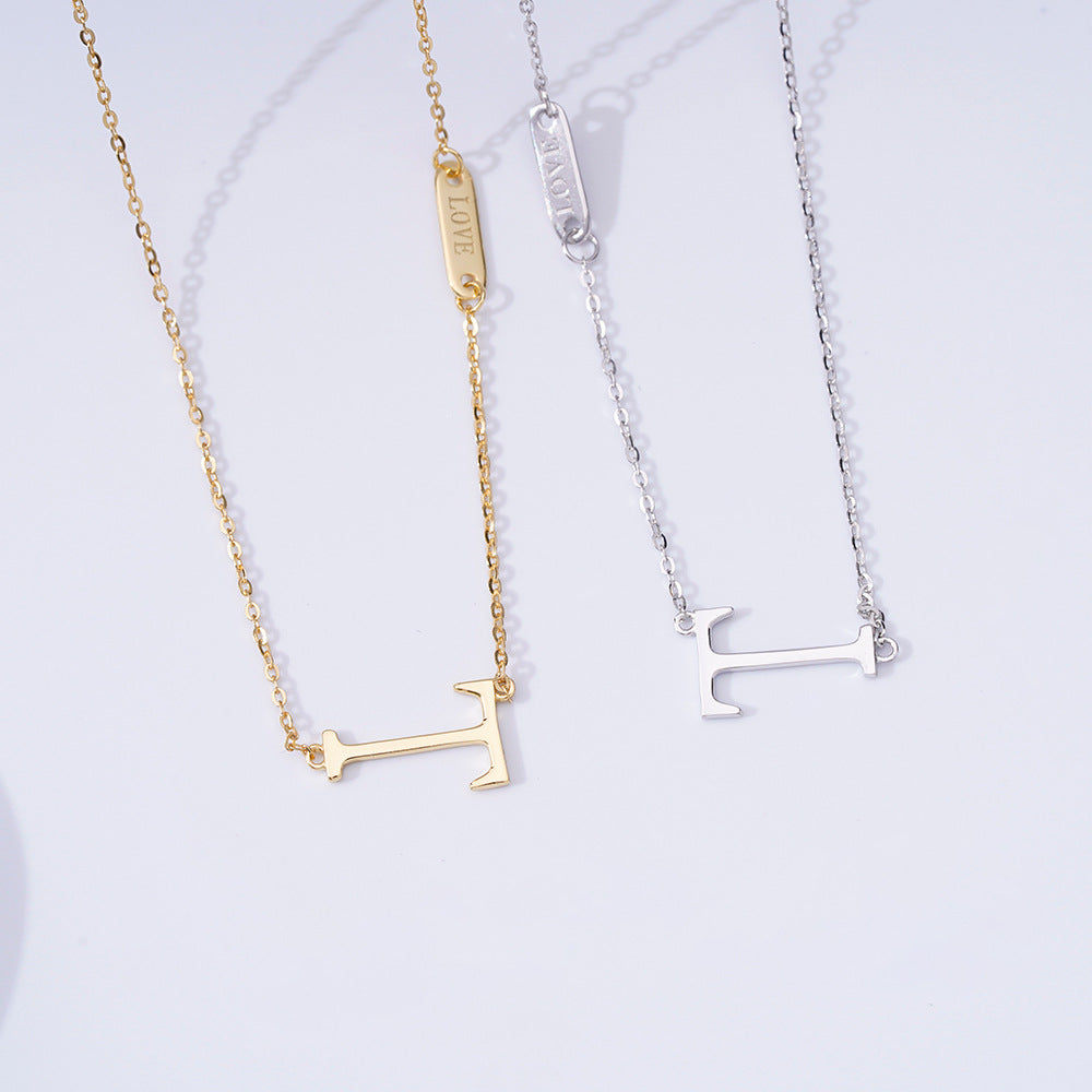 S952 Silver Jewelry Simple Letter T Necklace Fashion Cold Wind