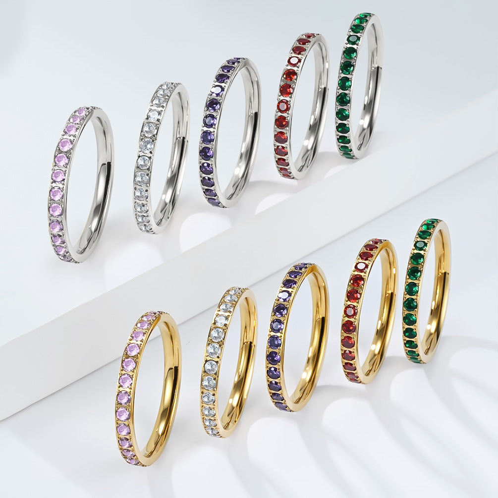 Planderful Stainless Steel Zircon Ring For Women Gypsy Star Inlaid Elegant Statement Everyday Genie