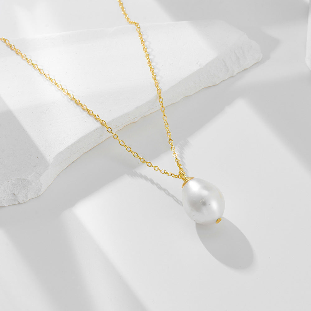 Single Pearl Pendant Necklace Natural Baroque Freshwater