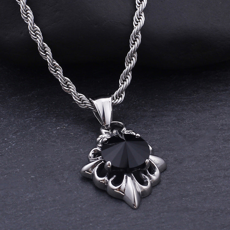 European Retro Zircon Cross Flower Pendant Sweater Chain - Wholesale Titanium Steel Jewelry
