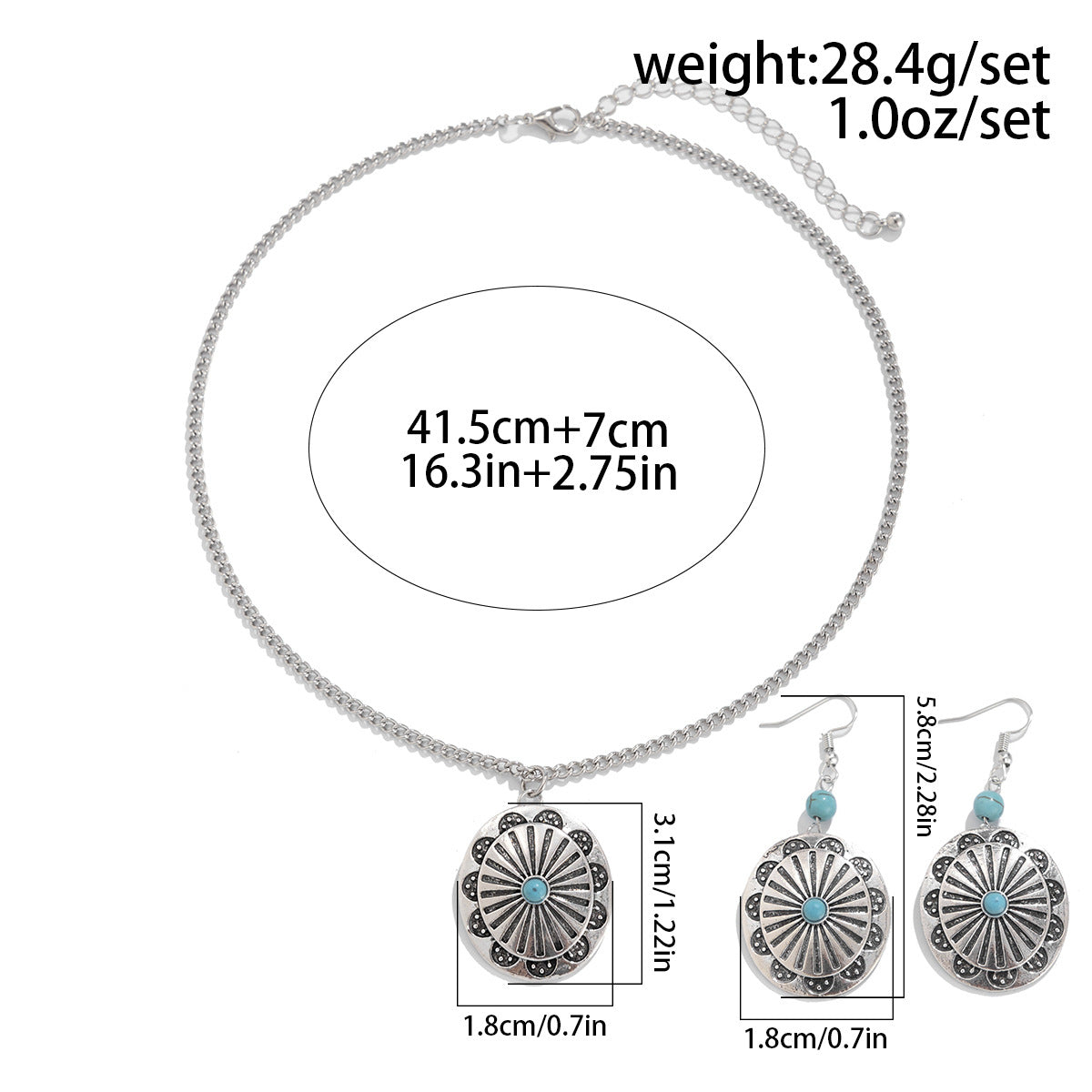 Turquoise-Style Palm Tree Jewelry Set