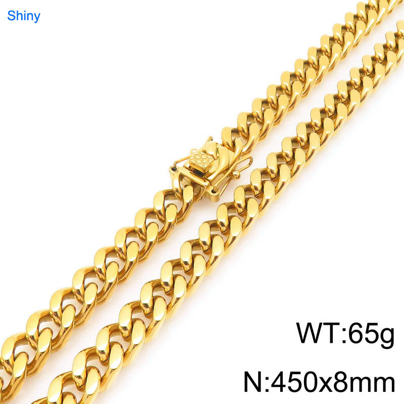 Planderful Titanium Dragon Beard Cuban Chain Necklace Men