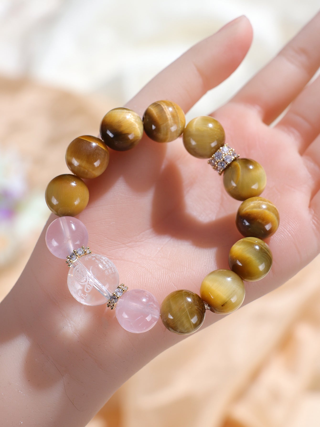 Planderful Fortune's Favor Bracelet – Stunning Golden Tiger Eye and Crystal Design