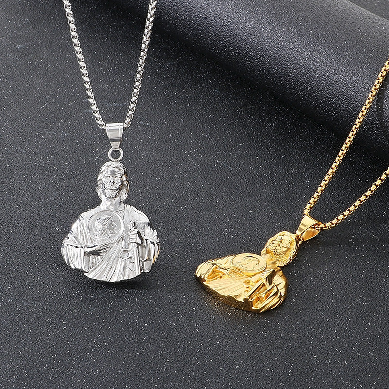 Planderful Retro Portrait Pendant St Jude Men Stainless