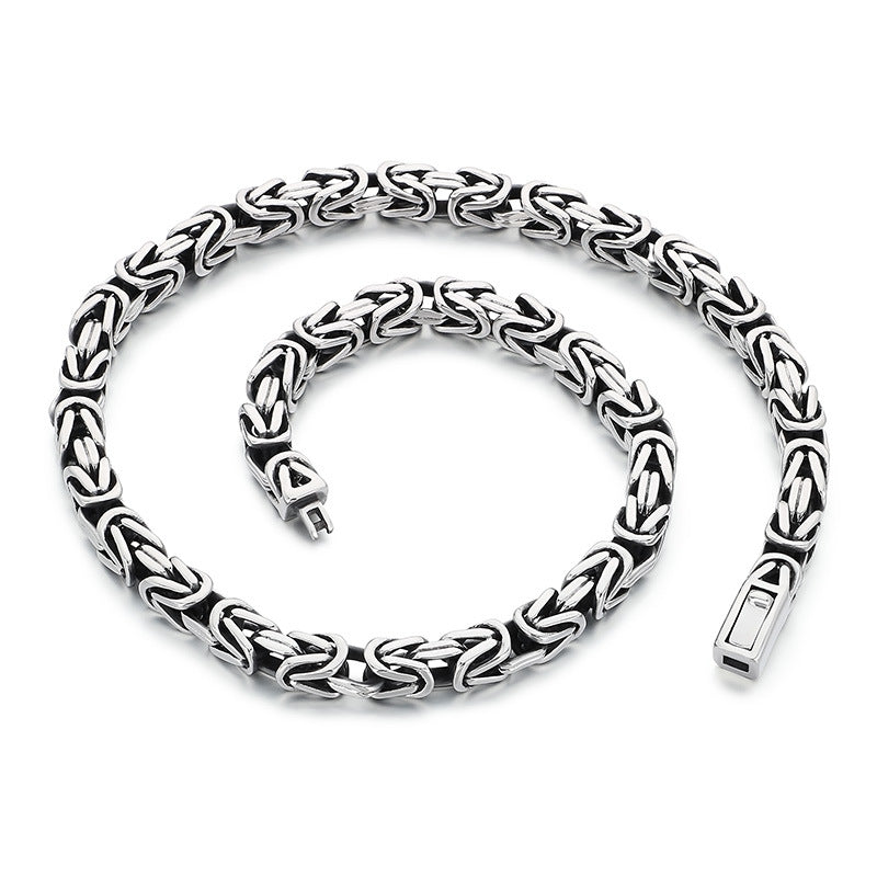 Planderful Men Titanium Steel Necklace Retro Imperial Chain