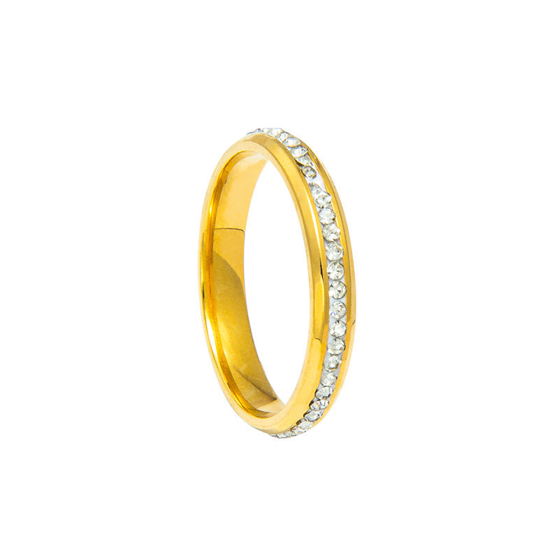 European-American Viscose Zircon Stainless Steel Ring Set with Handcrafted Genie Needle, Elegant Amazon Mexico Jewelry