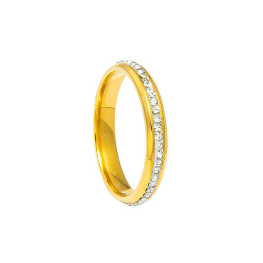 European-American Viscose Zircon Stainless Steel Ring Set with Handcrafted Genie Needle, Elegant Amazon Mexico Jewelry