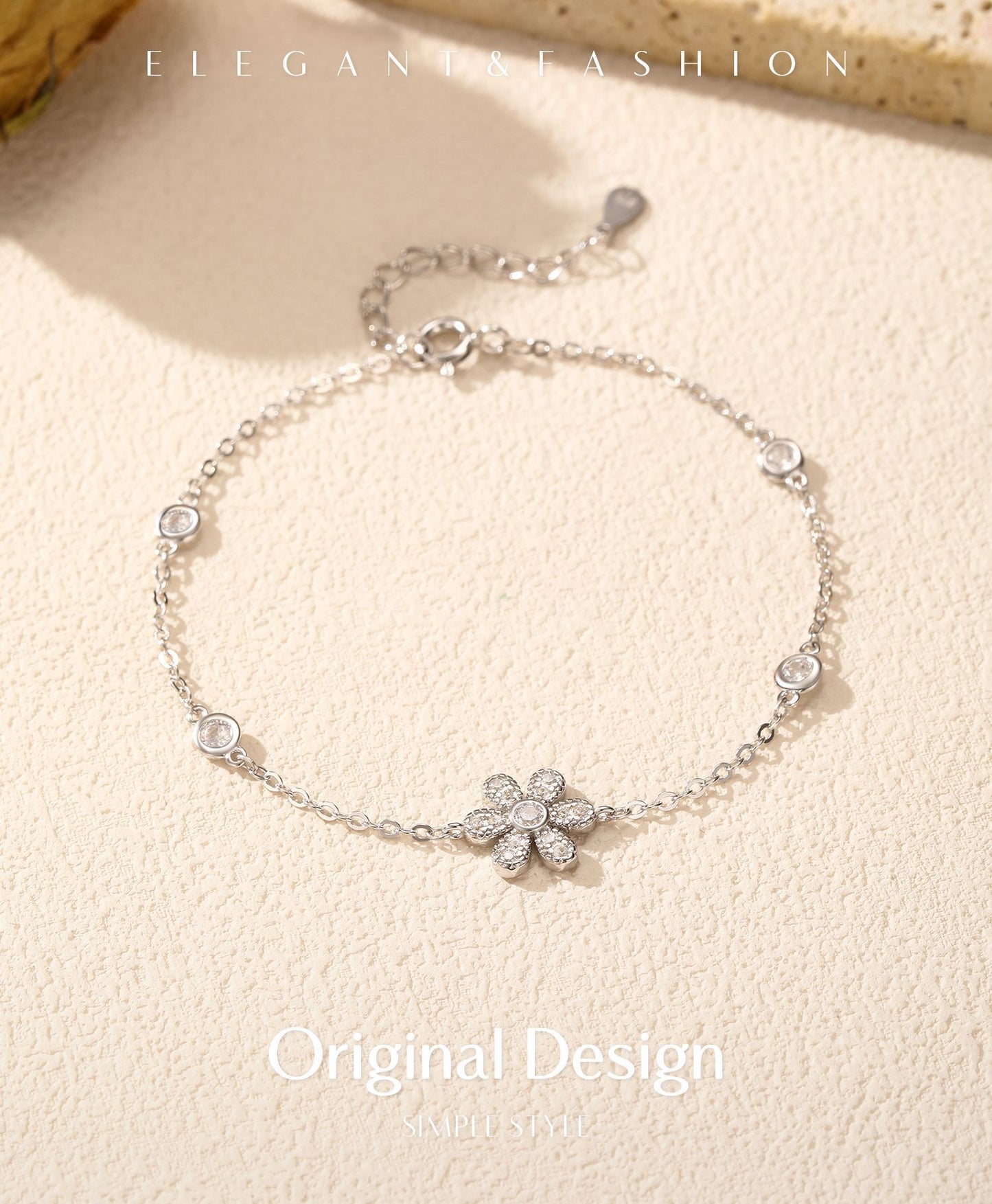 Planderful Everyday Genie Bracelet – Elegant Shining Zircon Flower Design