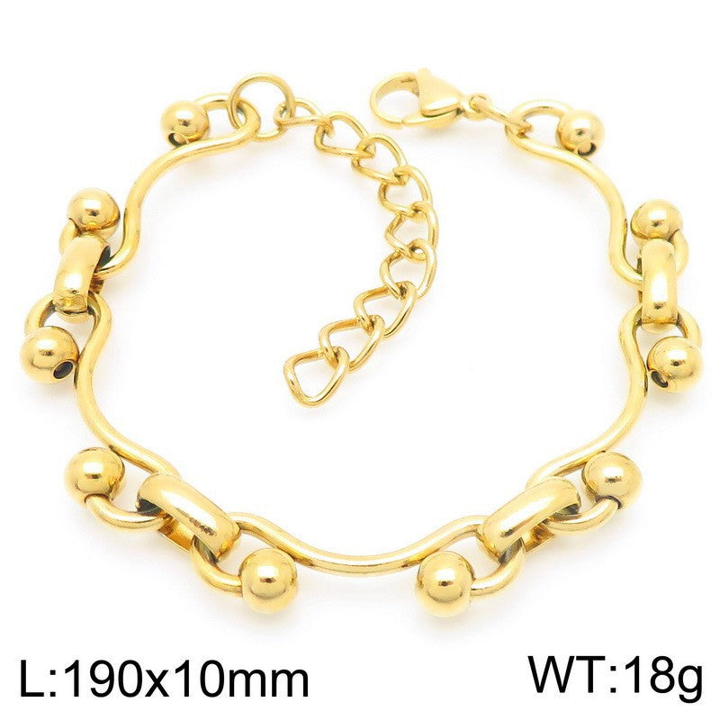 French Gentle Round Bead Twist Line Stainless Steel Twist Line Wave Round Bead Heavy Bracelet