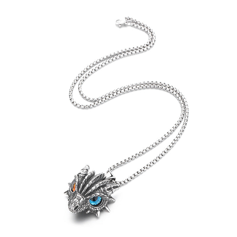 Steel Necklace - Minimalist Dragon Pendant