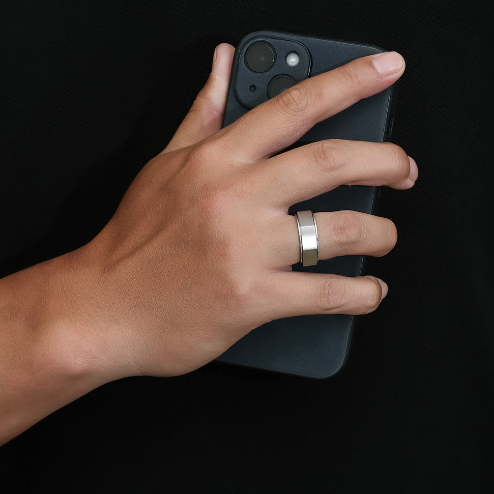 Planderful Fidget Ring For Anxiety Relief, Octagonal Rotating Steel Ring With Matte Finish For Men And Women