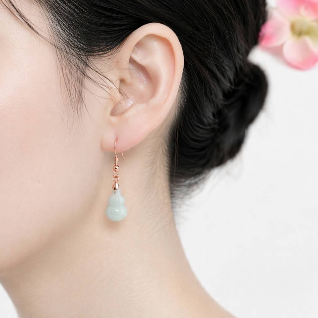 Jadeite Gourd Teardrop Earrings