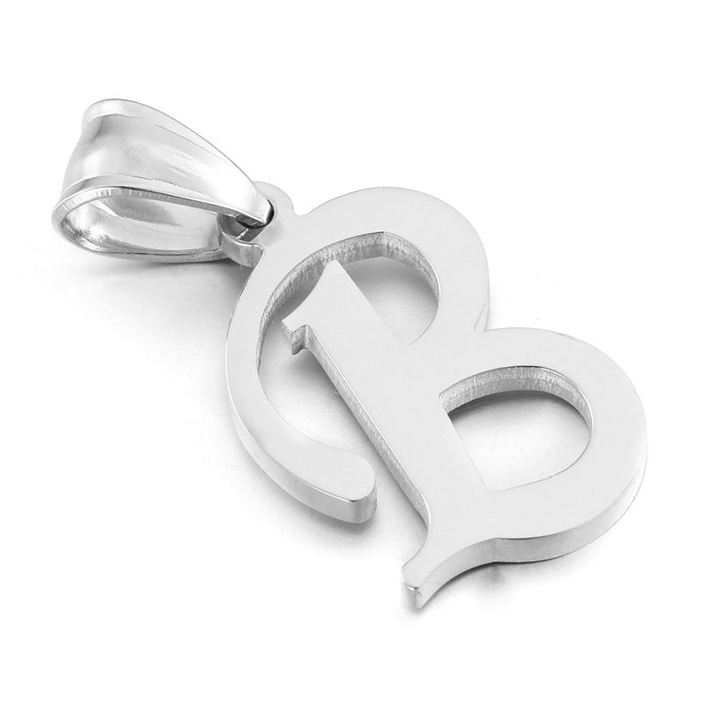 Men's And Women's Letter Pendants, Stainless Steel Glossy 26-Letter Titanium Steel Necklace