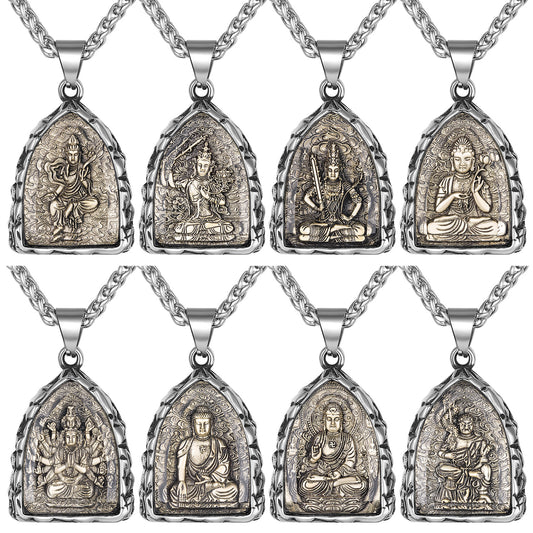 Steel Necklace – Statement Zodiac Buddha