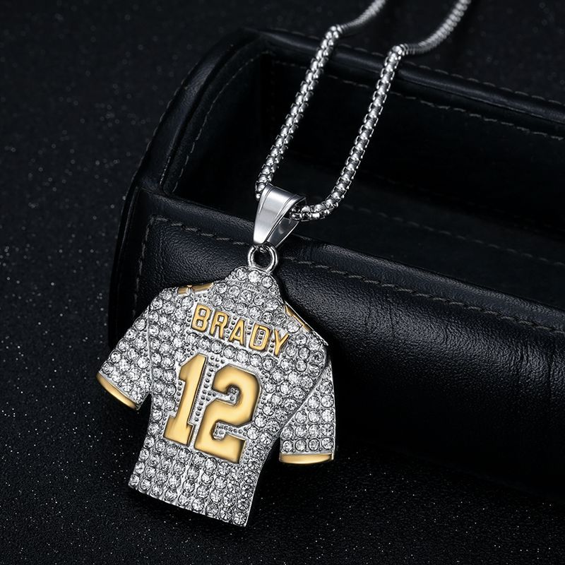 Planderful Stainless Steel NFL Quarterback Jersey Pendant Necklace Number 12 For Hip Hop Fans Gift