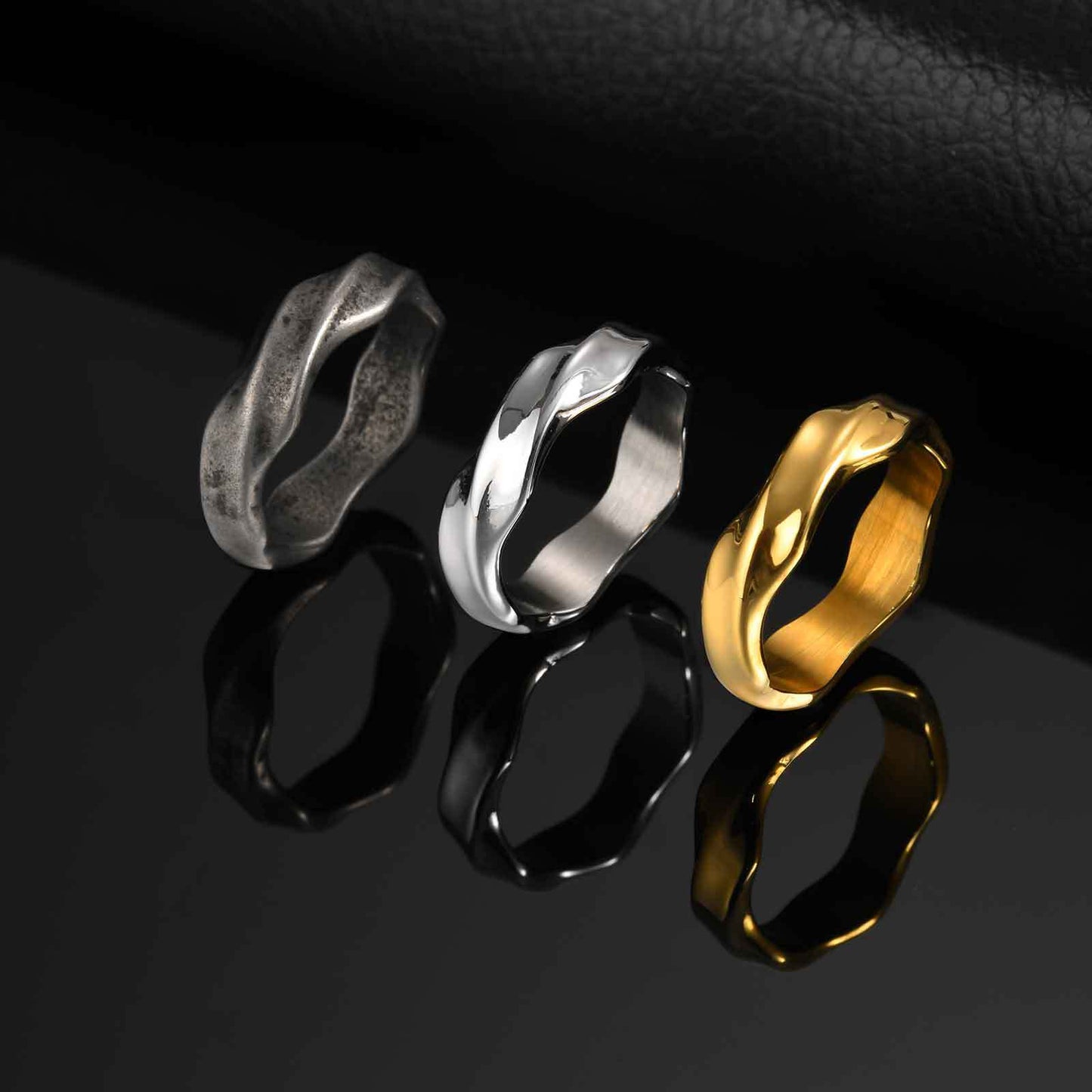 Men's Vintage Grey Stainless Steel Mobius Ring Jewelry