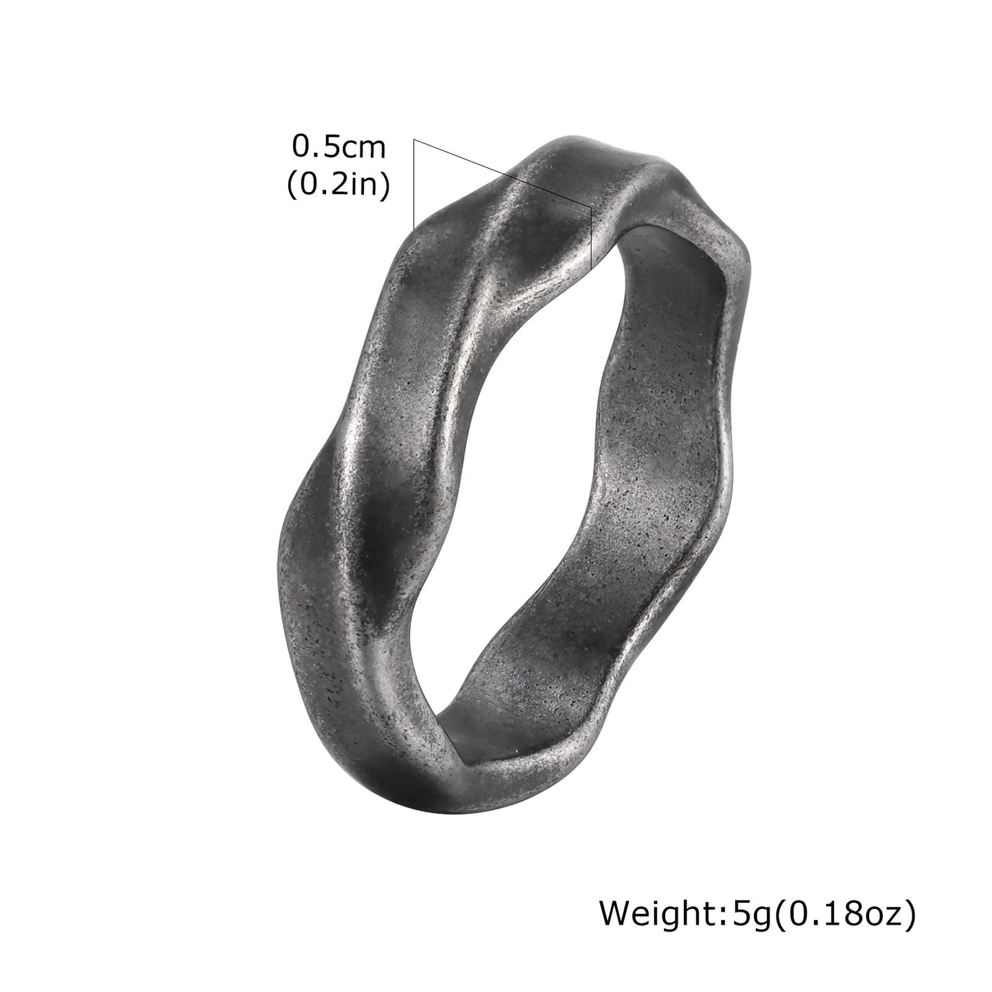 Men's Vintage Grey Stainless Steel Mobius Ring Jewelry