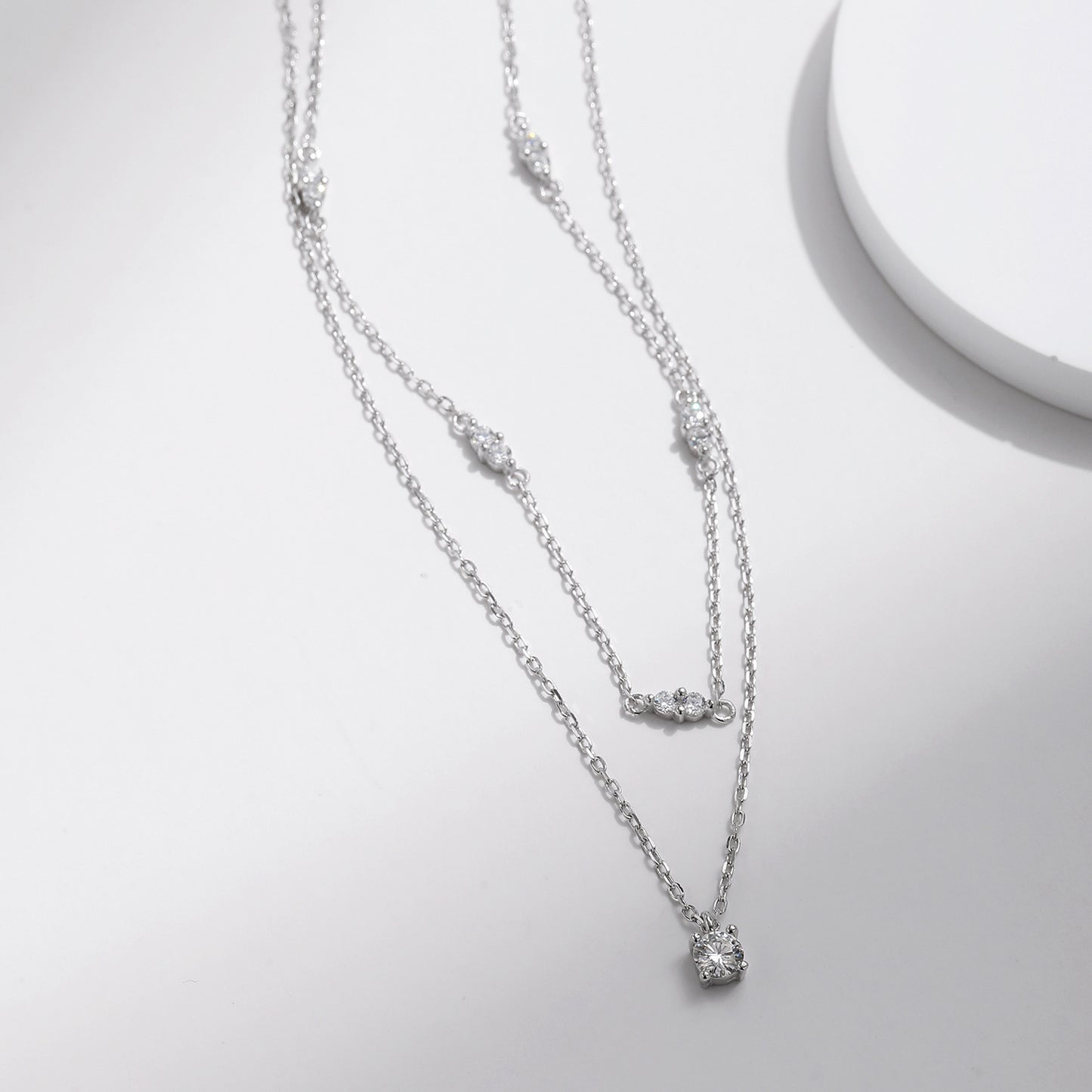 Planderful Moissanite Sparkling Necklace – Elegant Double-Layer Design