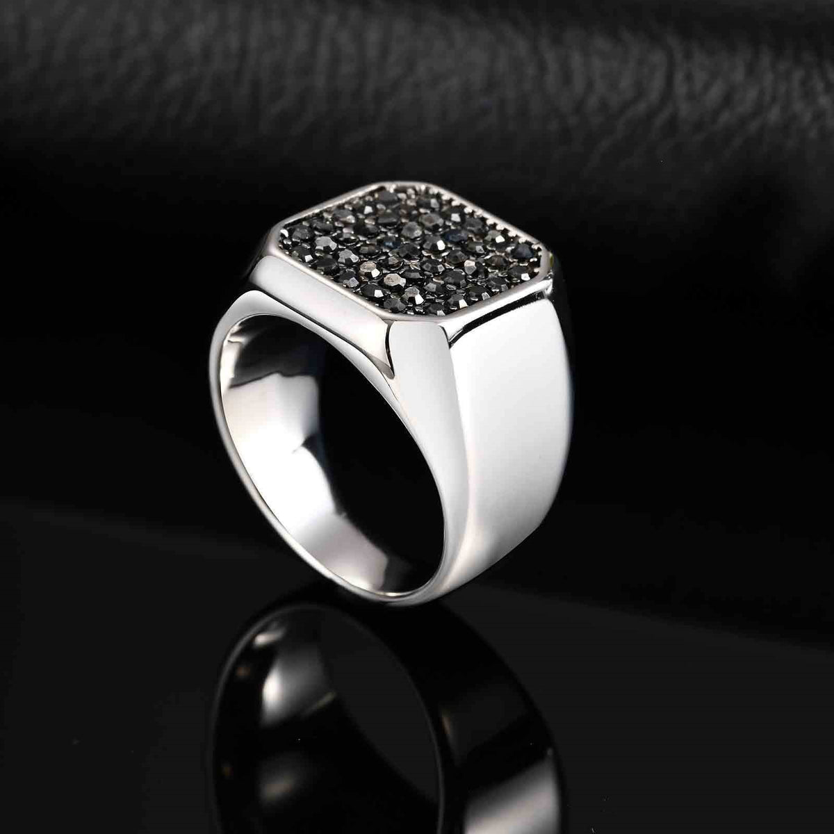 Stainless Steel Ring With Gray Zircon – Nightclub Hip Hop Hiphop