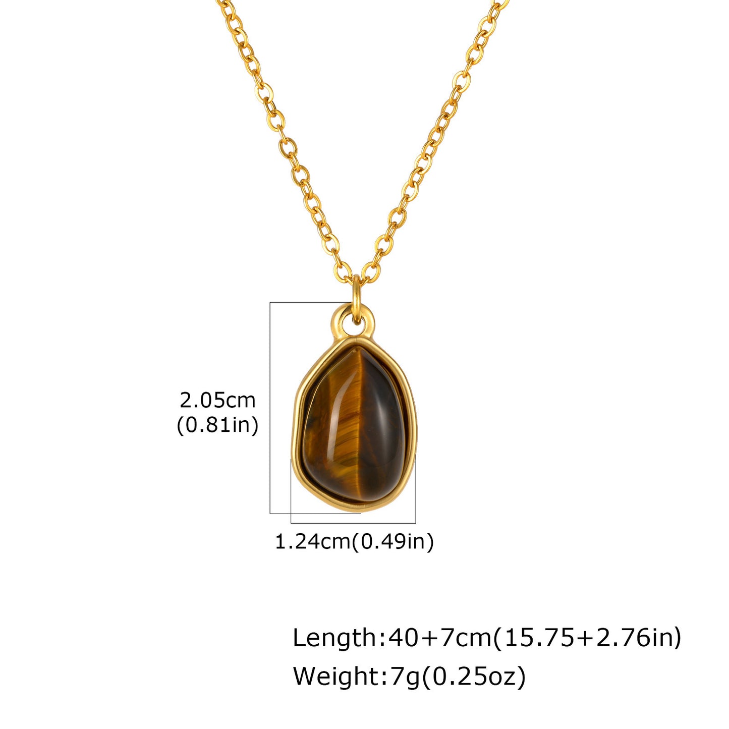 Stainless Steel Design Natural Tiger's Eye Stone Collarbone Necklace