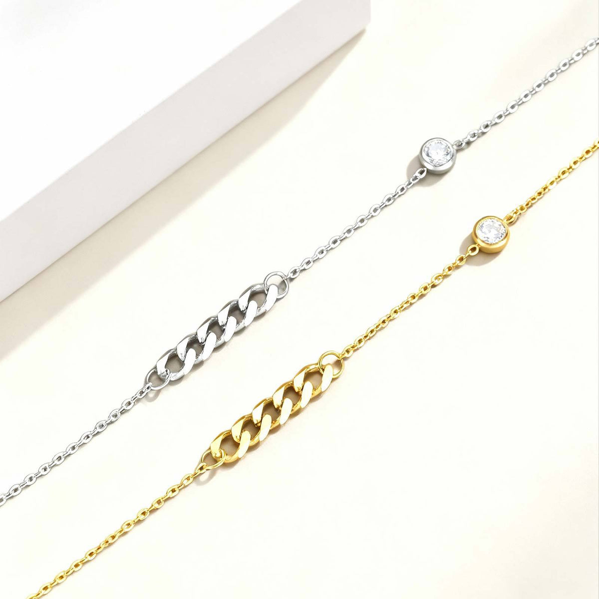 Stainless Steel Urban Refined Minimalist Zircon Chain Necklace For Commuters