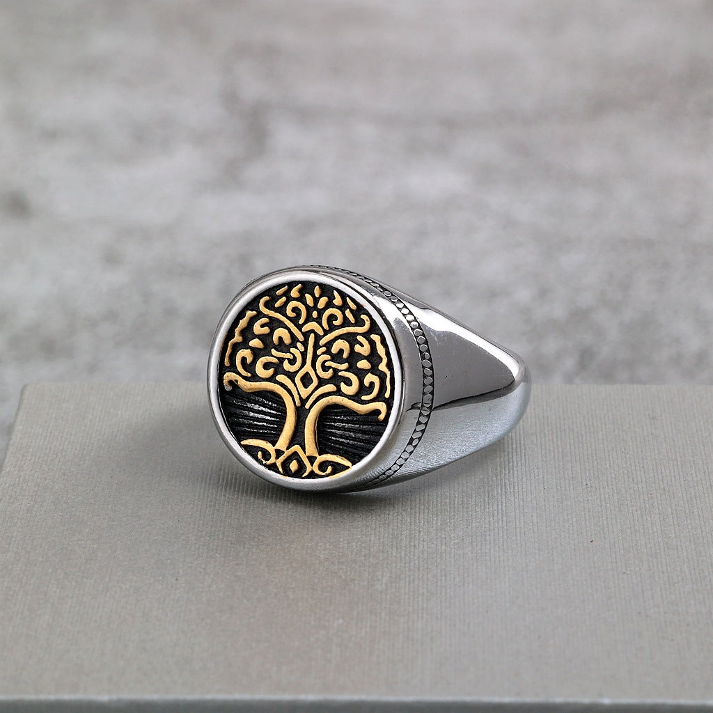 Vintage Tree of Life Viking Stainless Steel Men's Ring
