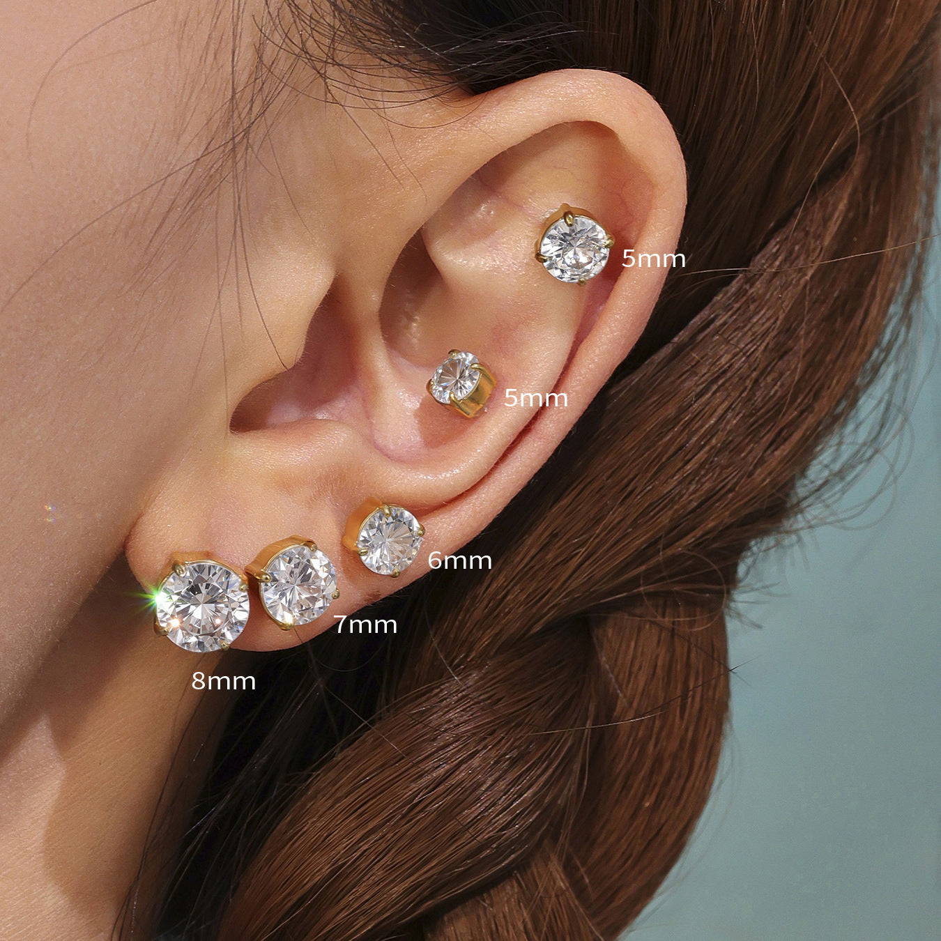 Planderful Super Flash 5A Zircon Stud Earrings For Women