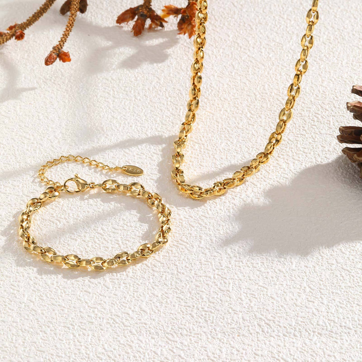 Stainless Steel European and American Niche Women's Gold Set