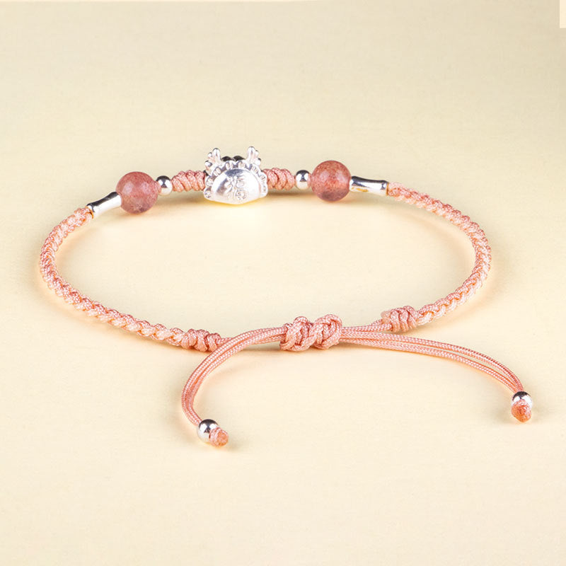 Silver Dragon Baby Multicolor Woven Red Rope Bracelet - Zodiac Year Gift for Women