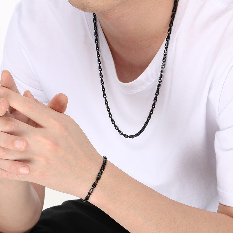 Japan Korea Fashion Melon Seed Chain Bracelet Necklace Set