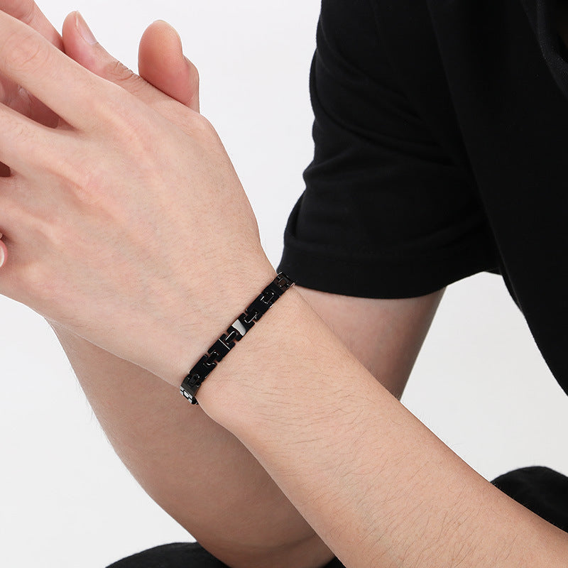 Planderful Mens Tungsten Steel Bracelet Durable H Shape