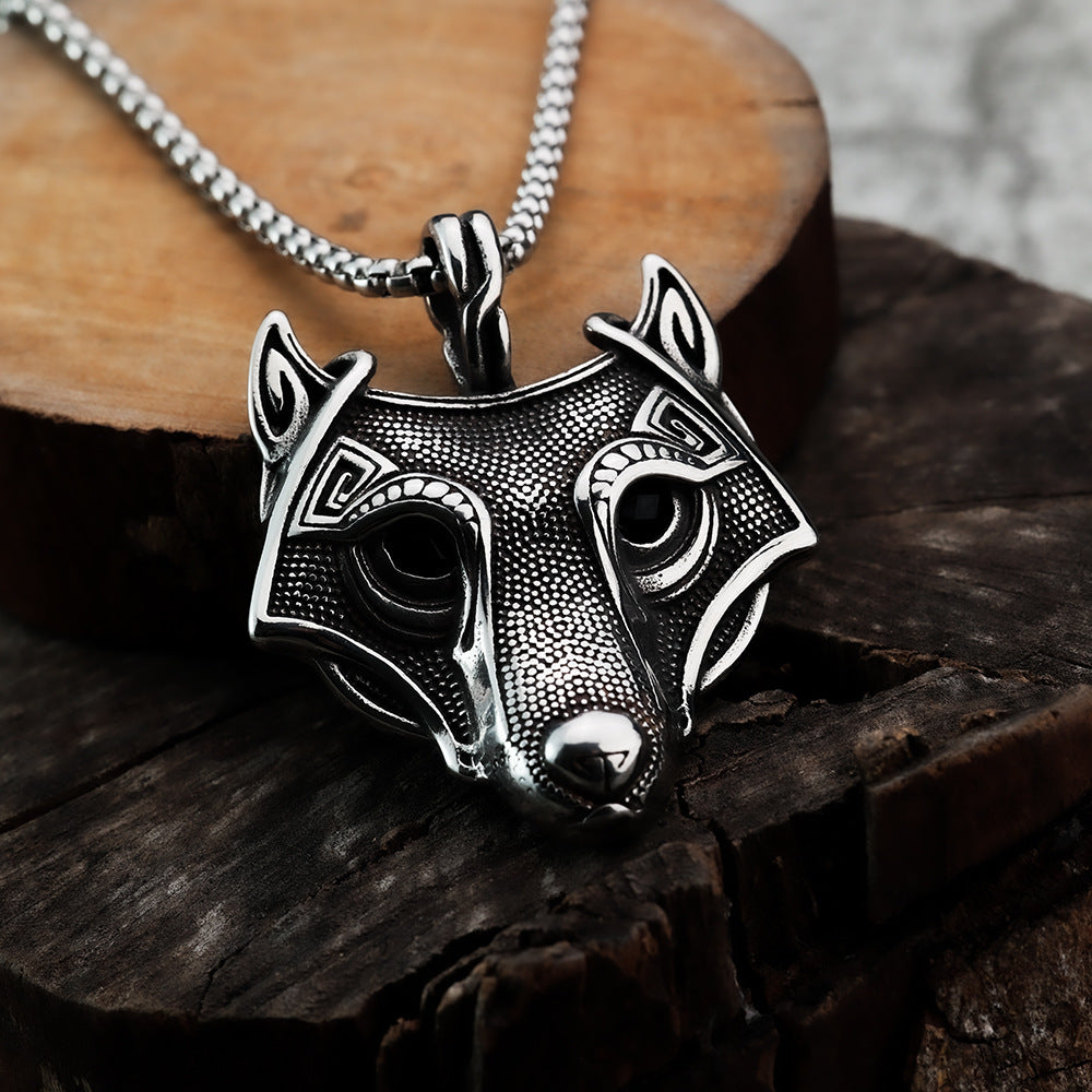 Viking Legend Wolf Head Titanium Steel Pendant Necklace