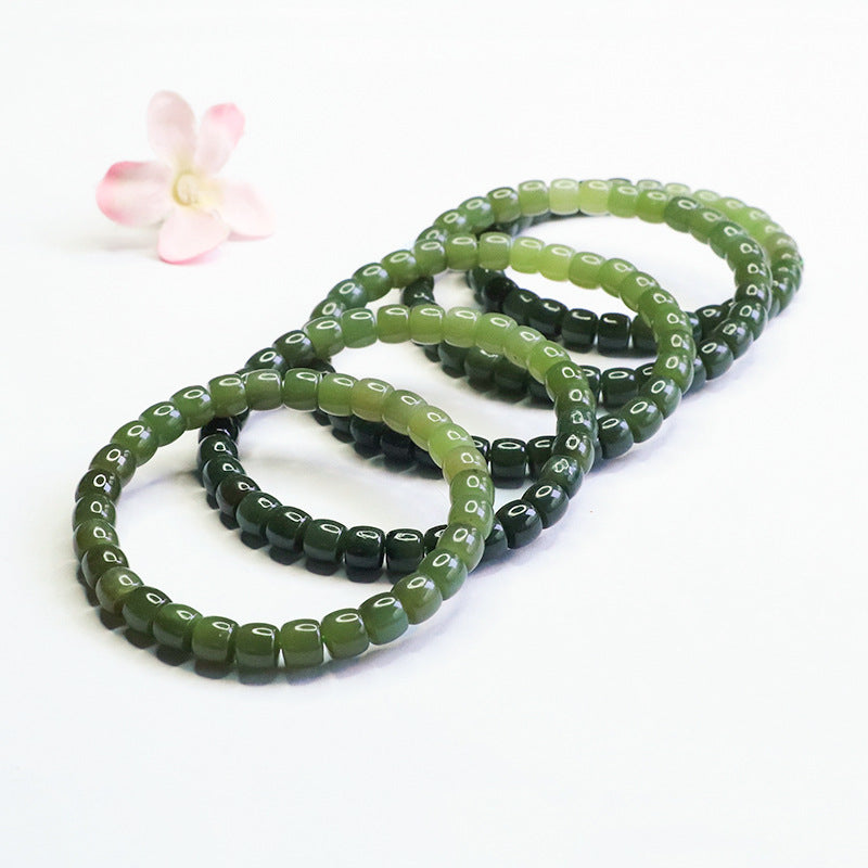 Gradient Hetian Jade Straight-Cut Bracelet