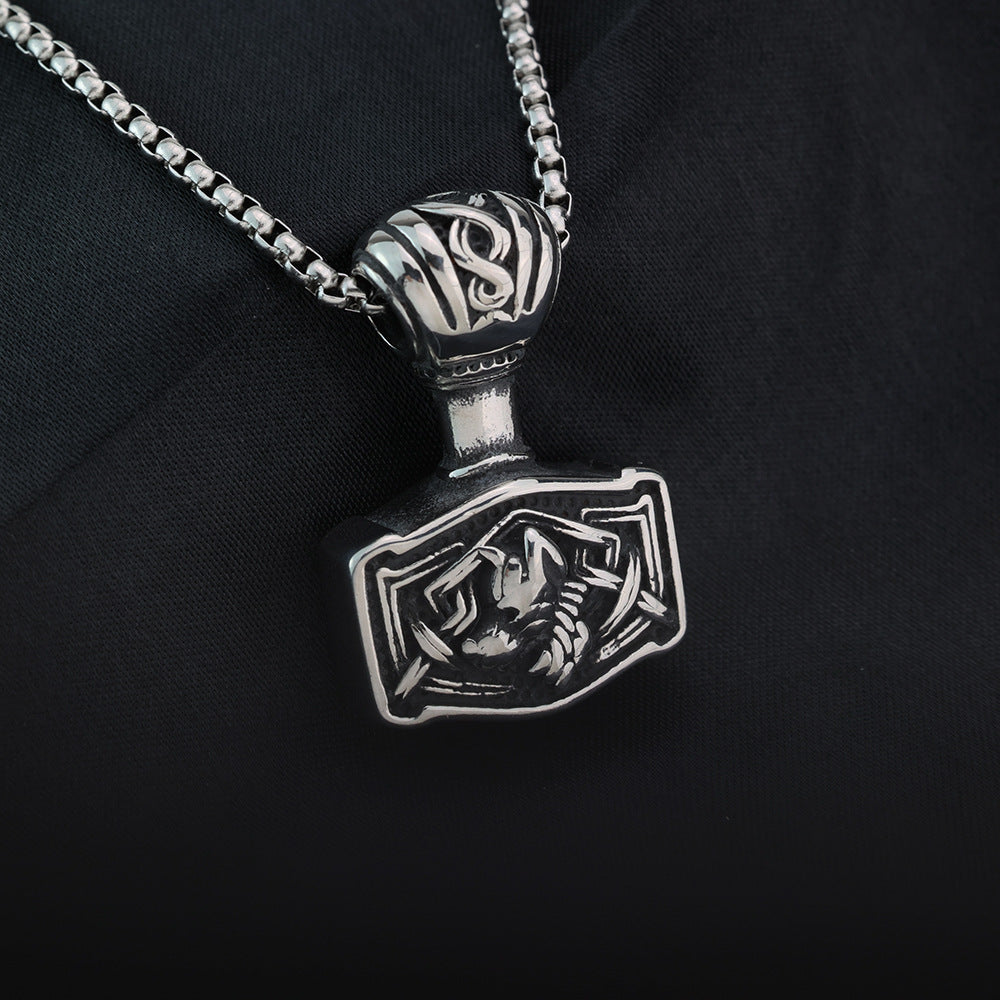 Vintage Men's Stainless Steel Pendant Viking Celtic Necklace